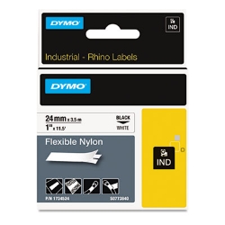 Rhino Flexible Nylon Industrial Label Tape, 1" X 11.5 Ft, Wh