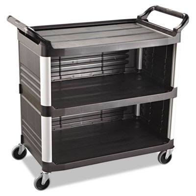Xtra Utility Cart with Enclosed Sides and Back, Plastic, 3 S