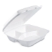Foam Hinged Lid Container, Performer Perforated Lid, 3 Compa