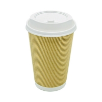 Ripple Hot Cups, 16 oz, Paper, Kraft/White, 500/Carton