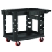 Heavy Duty Plus Utility Cart, Plastic, 2 Shelves, 6 Bins, Ca