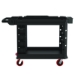 Heavy Duty Plus Utility Cart, Plastic, 2 Shelves, 6 Bins, Ca