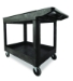 Heavy-Duty Utility Cart with Lipped Shelves, Plastic, 2 Shel