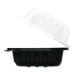 Polypropylene Plastic Hinged Container, 6 x 6 x 3, Black/Cle