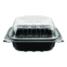 Polypropylene Plastic Hinged Container, 6 x 6 x 3, Black/Cle