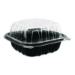Polypropylene Plastic Hinged Container, 6 x 6 x 3, Black/Cle