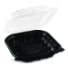 Polypropylene Plastic Hinged Container, 9 x 9 x 3, Black/Cle