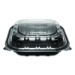 Polypropylene Plastic Hinged Container, 9 x 9 x 3, Black/Cle