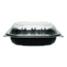 Polypropylene Plastic Hinged Container, 9 x 9 x 3, Black/Cle