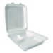 Foam Hinged Lid Containers, 3-Compartment, 7.56 x 8.25 x 2.3