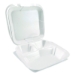 Foam Hinged Lid Containers, 3-Compartment, 9 x 9 x 3, White,