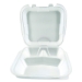 Foam Hinged Lid Containers, 3-Compartment, 9 x 9 x 3, White,
