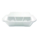 Foam Hinged Lid Containers, 3-Compartment, 9 x 9 x 3, White,