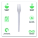 Plantware Compostable Cutlery, Fork, Plastic, Pearl White, 5