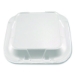 Foam Hinged Lid Containers, 3-Compartment, 8.56 x 8 x 2.76,