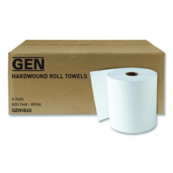 Hardwound Roll Towels, 1-Ply, 8" x 800 ft, White, 6 Rolls/Ca