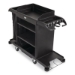 Full-Size Housekeeping Cart, Plastic, 3 Shelves, 1 Bin, 24.4