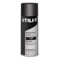 UTILI-T Spray Paint, Gloss Black, 10 oz Aerosol Can, 6/Carto