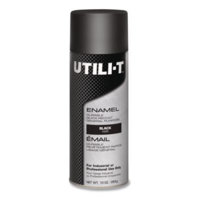 UTILI-T Spray Paint, Gloss Black, 10 oz Aerosol Can, 6/Carto