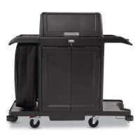 Housekeeping Cart with Hood and Doors, Plastic, 4 Shelves,1