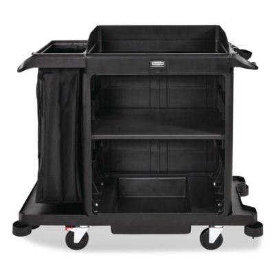 Compact Housekeeping Cart, Plastic, 3 Shelves 1 Bin, 23 x 53