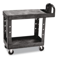 Flat Shelf Utility Cart, Plastic, 2 Shelves, 500 lb Capacity