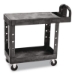 Flat Shelf Utility Cart, Plastic, 2 Shelves, 500 lb Capacity