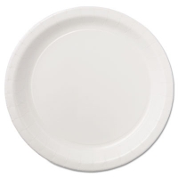 Coated Paper Dinnerware, Plate, 9" Dia, White, 50/pack, 10 P