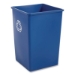 Square Recycling Container, 35 gal, Plastic, Blue