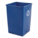Square Recycling Container, 35 gal, Plastic, Blue