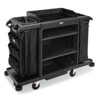 Full Size Housekeeping Cart with Accessory Bundle, Resin, 3