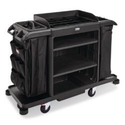Full Size Housekeeping Cart with Accessory Bundle, Resin, 3