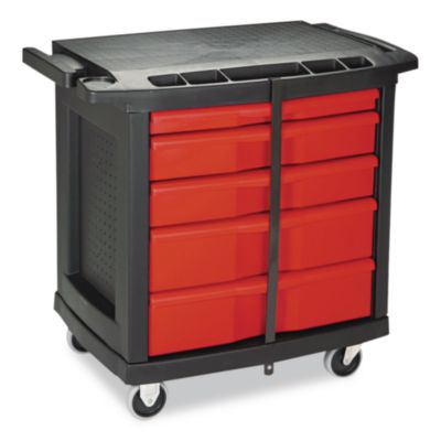Five-Drawer Mobile Workcenter, 32.63w x 19.9d x 33.5h, Black