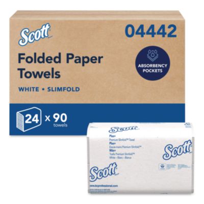 Slimfold Towels, 1-Ply, 7.5 x 11.6, White, 90/Pack, 24 Packs