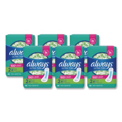 Ultra Thin Pads, Size 2, Super Long, Super Absorbency, 40/Pa