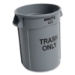 Vented Round Brute Container, "Trash Only" Imprint, 32 gal,