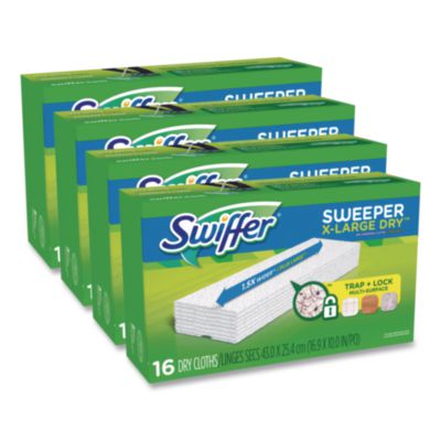 Sweeper XL Dry Refill Cloths, 16.9" x 9.8", White, 16/Box, 4