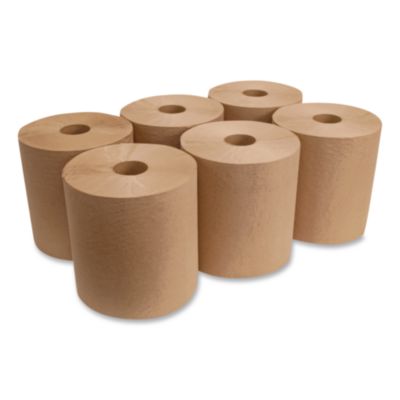 Hardwound Roll Towels, 1-Ply, 8" x 800 ft, Brown, 6 Rolls/Ca
