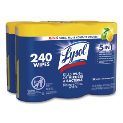 Disinfecting Wipes, 1-Ply, 7 x 7.25, Lemon and Lime Blossom,