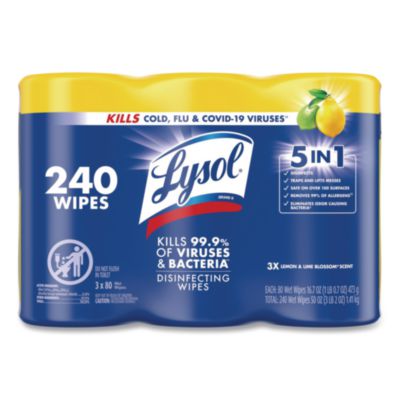 Disinfecting Wipes, 1-Ply, 7 x 7.25, Lemon and Lime Blossom,