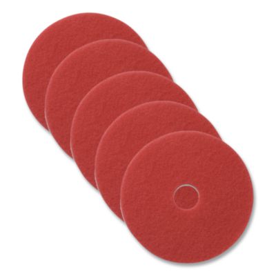 Buffing Pad, 16" Diameter, Red, 5/Carton