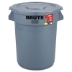 Brute Container with Lid, 32 gal, Plastic, Gray