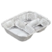 Aluminum Oblong Container with Lid, 3 Compartments, 24 oz, 8