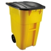 Square Brute Rollout Container, 50 gal, Molded Plastic, Yell