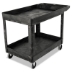 Heavy-Duty Utility Cart with Lipped Shelves, Plastic, 2 Shel