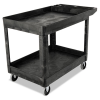 Heavy-Duty Utility Cart with Lipped Shelves, Plastic, 2 Shel
