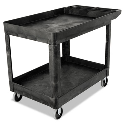 Heavy-Duty Utility Cart with Lipped Shelves, Plastic, 2 Shel