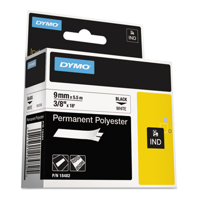 Rhino Permanent Poly Industrial Label Tape, 0.37" X 18 Ft, W