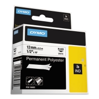Rhino Permanent Poly Industrial Label Tape, 0.5" X 18 Ft, Wh