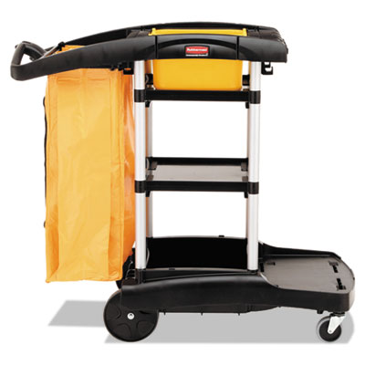 High Capacity Cleaning Cart, Plastic, 4 Shelves, 2 Bins, 21.